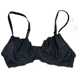 OGET, Black Mesh Bralette, Straps Snap from the Back, Size 38C, NWT